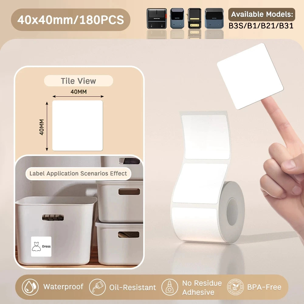 Etiquettes autocollantes pour imprimante thermique, différentes dimensions