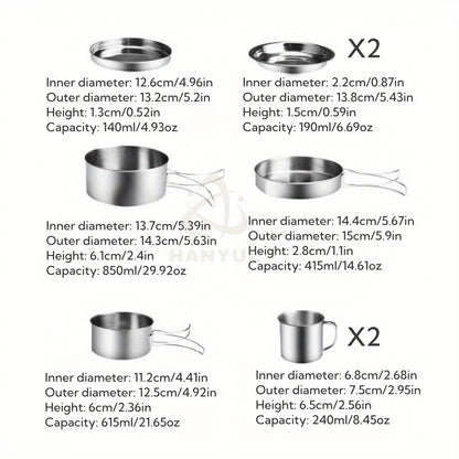 Batterie de cuisine en acier inoxydable / 8 pièces
