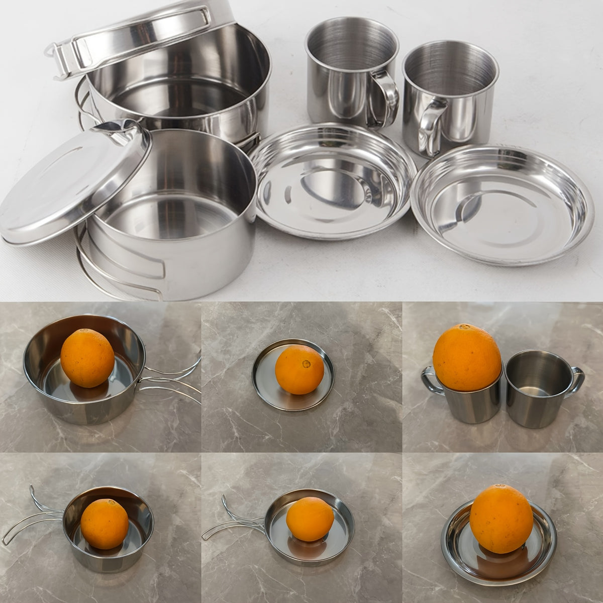 Batterie de cuisine en acier inoxydable / 8 pièces
