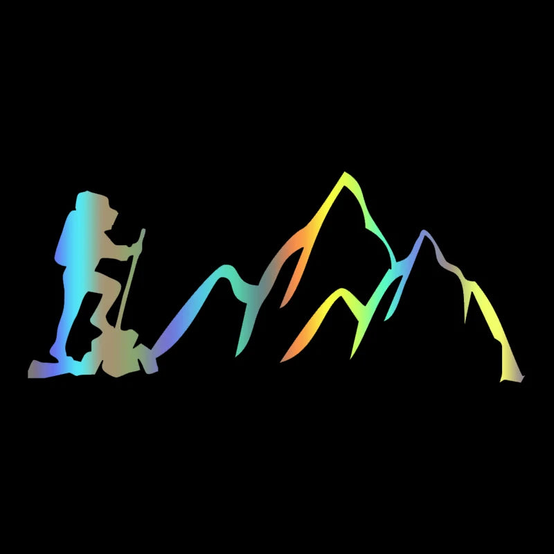 Hiker sticker on the mountains