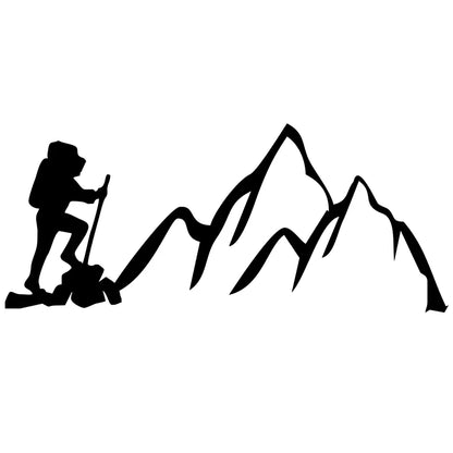 Hiker sticker on the mountains