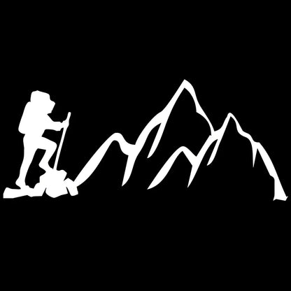 Hiker sticker on the mountains