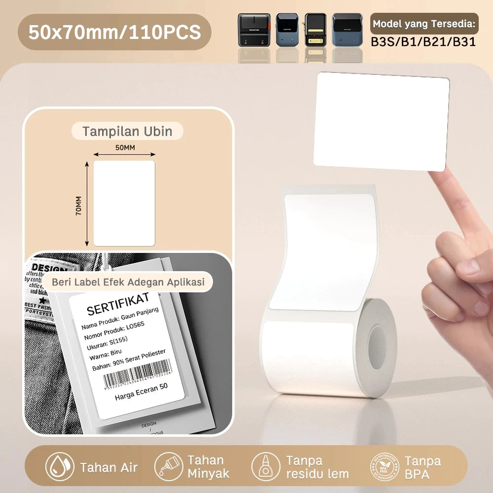 Etiquettes autocollantes pour imprimante thermique, différentes dimensions