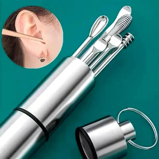 Ensemble de cure-oreilles en acier inoxydable, 2 kit de 6 pièces