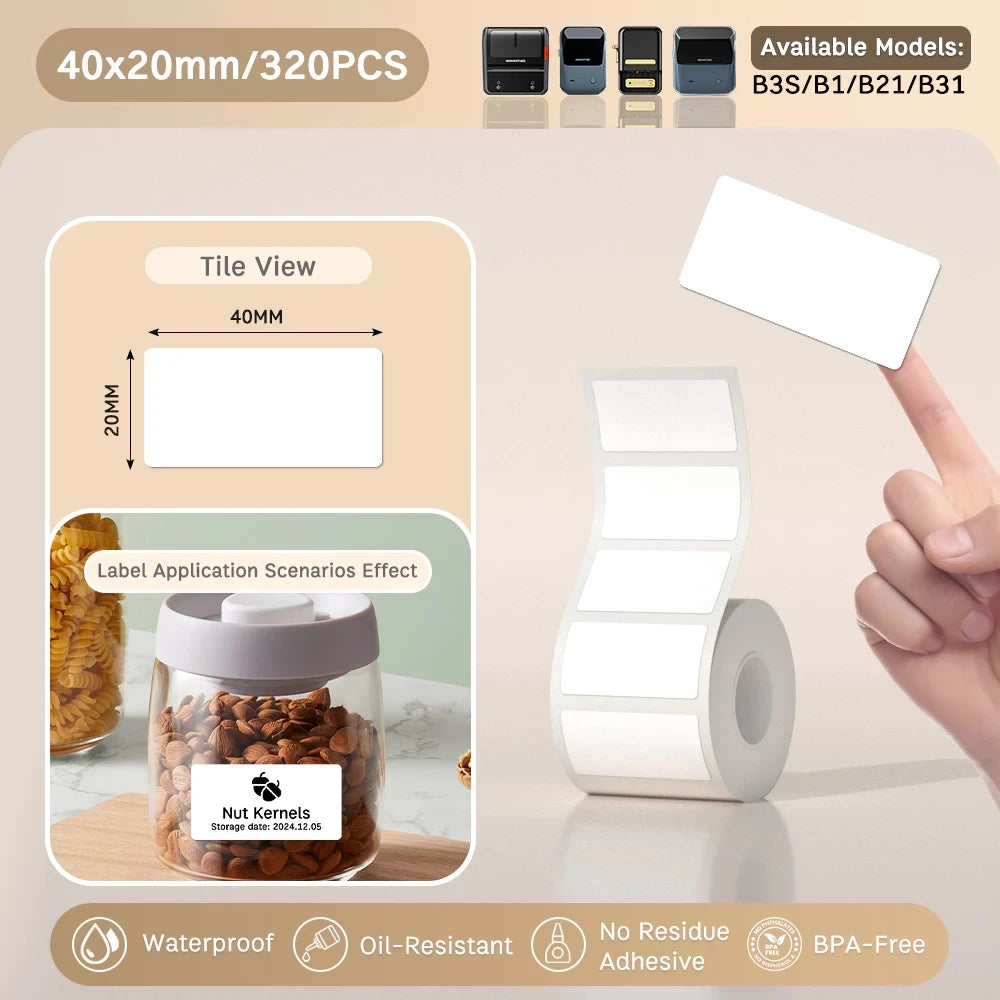 Etiquettes autocollantes pour imprimante thermique, différentes dimensions