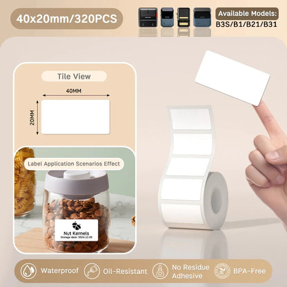 Etiquettes autocollantes pour imprimante thermique, différentes dimensions