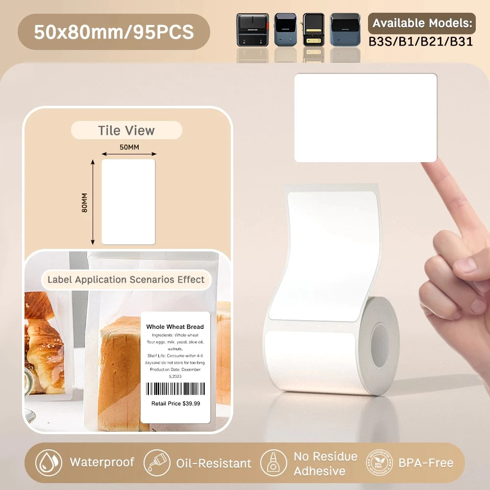 Etiquettes autocollantes pour imprimante thermique, différentes dimensions
