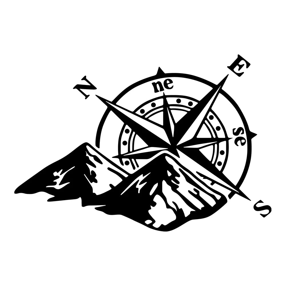 Aufkleber Berge und Kompass