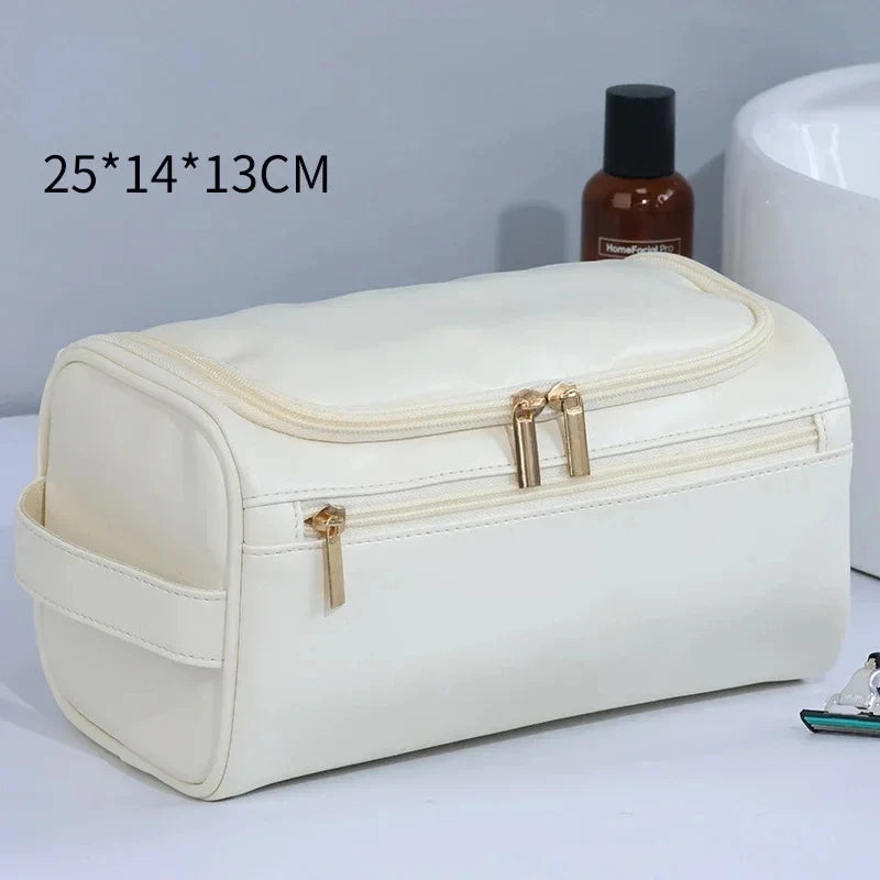 Trousse de toilette compacte, polyester ou cuir PU
