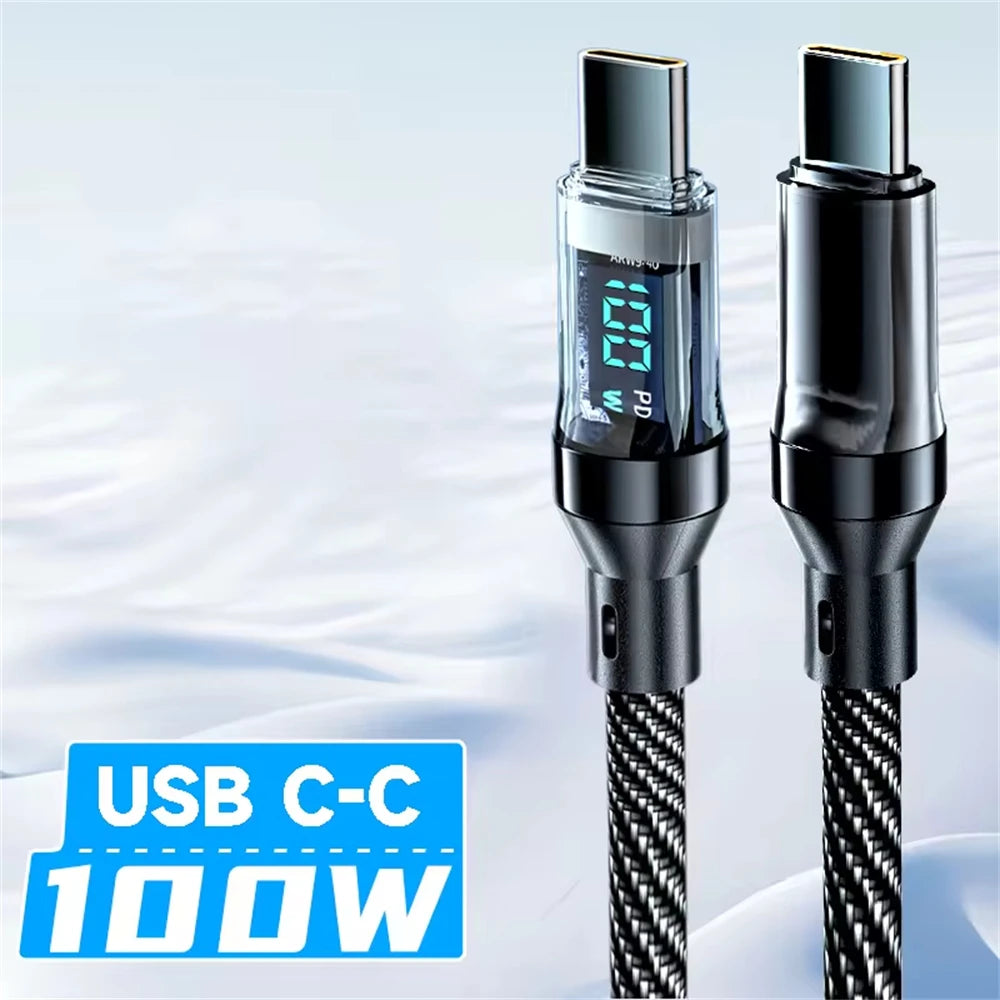 Câble de charge Type C à Type C / 100W /  1 à 2 m