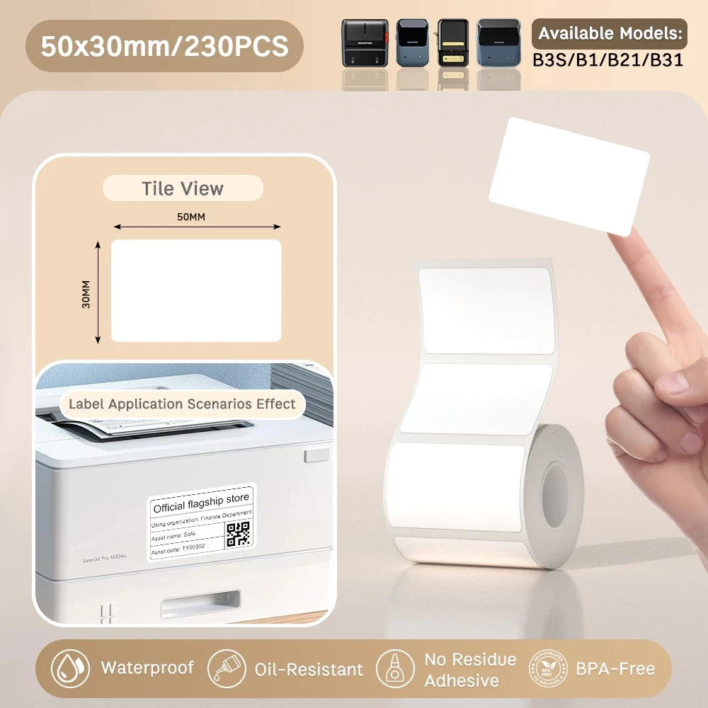 Etiquettes autocollantes pour imprimante thermique, différentes dimensions