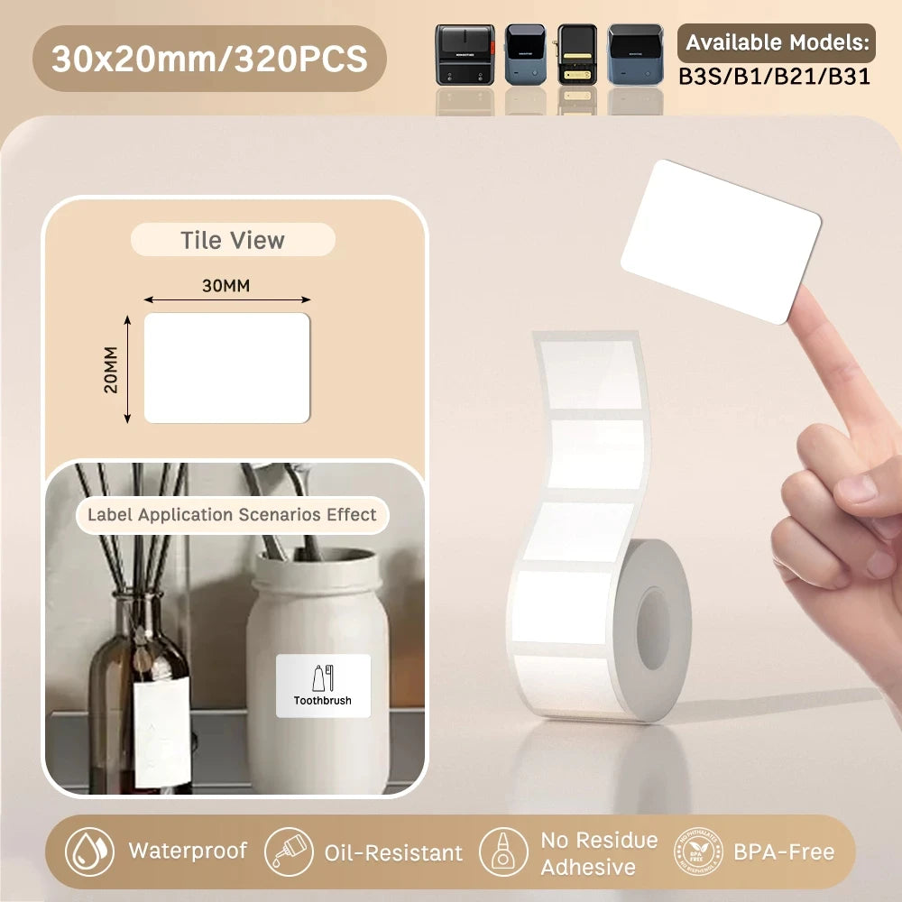 Etiquettes autocollantes pour imprimante thermique, différentes dimensions