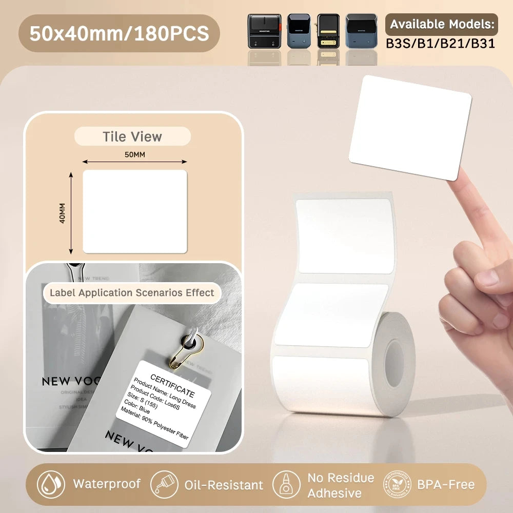 Etiquettes autocollantes pour imprimante thermique, différentes dimensions