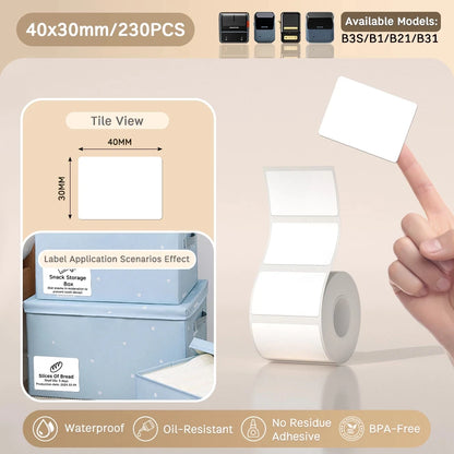 Etiquettes autocollantes pour imprimante thermique, différentes dimensions